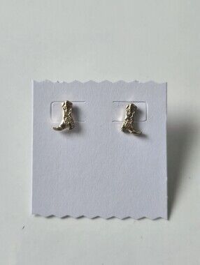 Gold-Tone Cowboy Boot Stud Earrings
